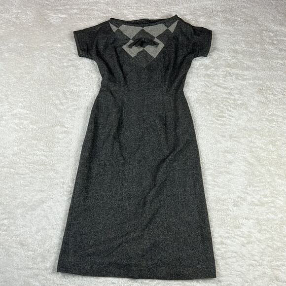 Vintage 50s 60s Kahn of Minneapolis grey sheath dress, size 15 - Picture 3 of 10